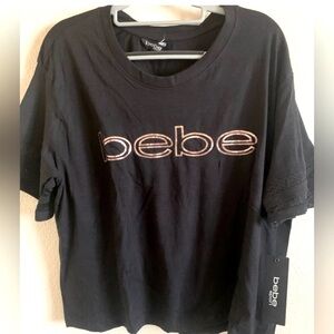 NWT bebe Sequin Boxy LS Tee